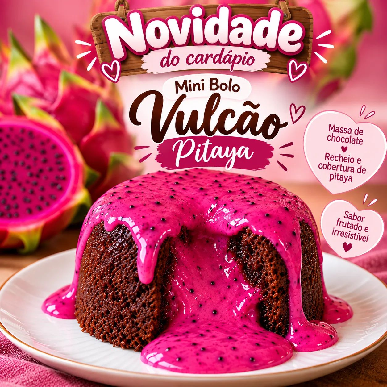 Mini Bolo vulcão Pitaya